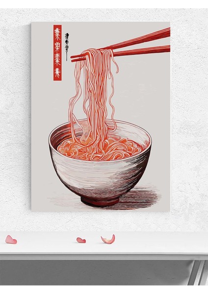 Noodle Flow, Erişte Akışı, Dijital Sanat Mutfak Poster - Afiş - Dekoratif Duvar Poster