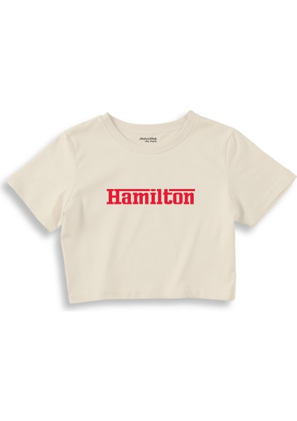Hamilton / Ferrari Crop Tişört - Ekru