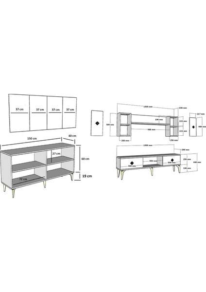 Dorukct Tv Ünitesi ve Konsol 2'li Salon Takımı Beyaz-Gümüş fiyatları
