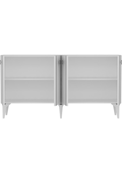 Dorukct Tv Ünitesi ve Konsol 2'li Salon Takımı Beyaz-Gümüş modelleri