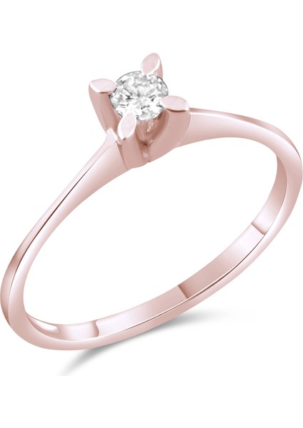 0.12 Karat Tektaş Pırlanta Yüzük, Gerçek Pırlanta, Mücevher Sertifikalı