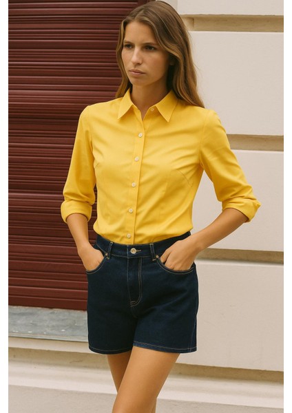 Vücuda Oturan Basic Crop Gömlek