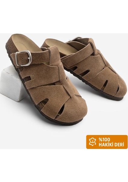 Kadın Deri Önü Kapalı Günlük Süet Terlik Yolis