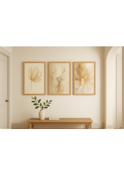 Çiçek Desenli 3’lü Mdf Tablo Seti fiyatları