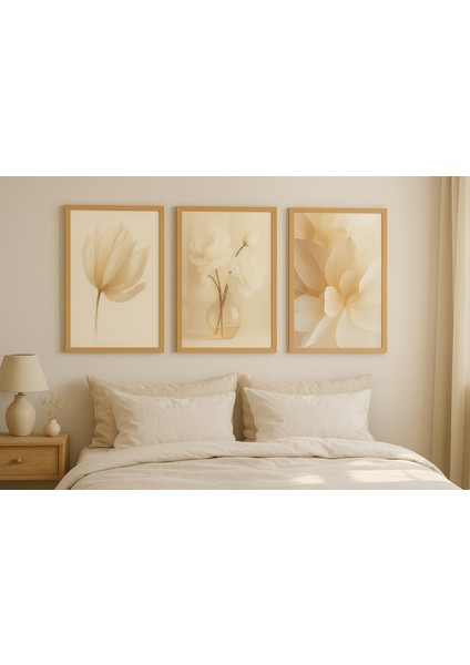 Çiçek Desenli 3’lü Mdf Tablo Seti modelleri