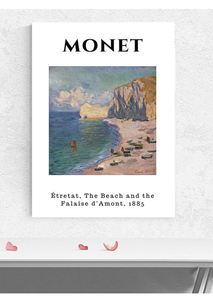 Monet, Étratat, The Beach And The Falaise D'amont Sanatsal Poster - Afiş - Dekoratif Duvar Poster