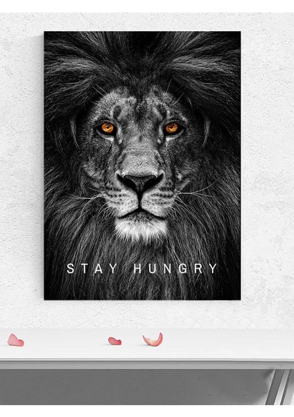 Lion's Hunger, Aslan Aç Kal Motivasyon Poster - Afiş - Ofis, Çalışma Odası Dekorasyon