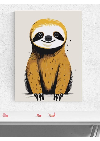 Neşeli Tembel Hayvan Bebek Odası Poster, Afiş, Kreş Çocuk Odası Dekorasyon, Yenidoğan Hediye