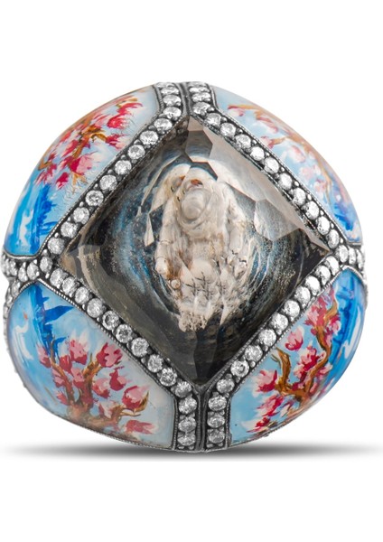 2.20 Karat Pırlanta Yüzük, Kuğu ve Çiçek Motifli, Gerçek Pırlanta, Mücevher Sertifikalı fırsatları