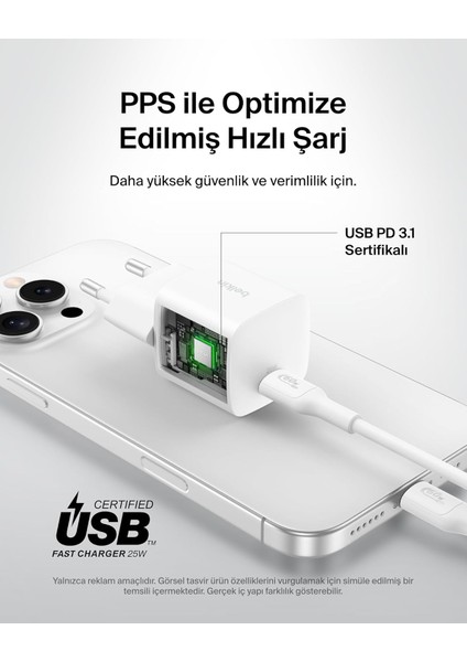 Boostcharge Usb-C 25 W Pd 3.0 Pps Hızlı Şarj Cihazı, Beyaz indirimleri
