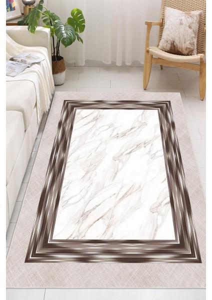 Dijital Baskılı Çerçeveli Dekoratif Kaymaz Taban Yıkanabilir Salon Halısı fiyatları