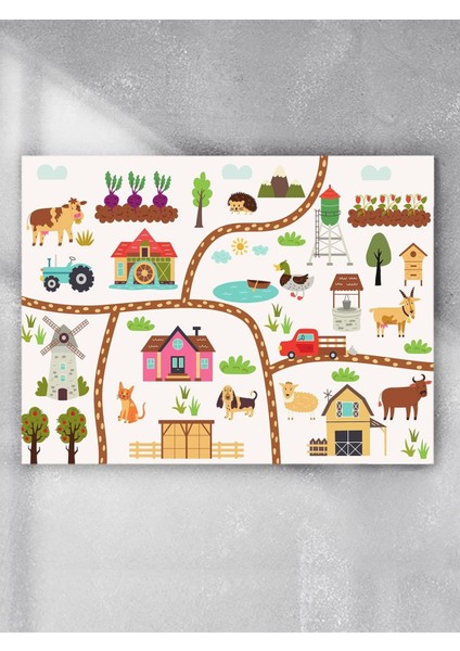 Çiftlik Hayatı Bebek Odası Poster, Afiş, Kreş Çocuk Odası Dekorasyon, Yenidoğan Hediye