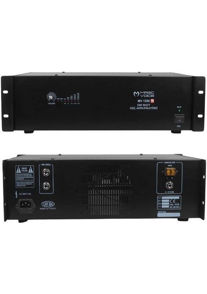 Magicvoice MV-1550 500 Watt 4-8 Ohm 100 Volt 19 Rack Hat Trafolu Power Anfi