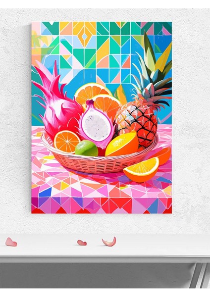 Tropical Burst, Tropikal Meyveler Kübist Sanat Mutfak Poster - Afiş - Dekoratif Duvar Poster