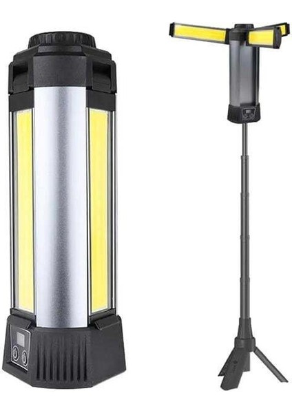 Powermaster PM-24566 35 Watt USB - Type-C Girişli P50 ve Cob Ledli 3 Kanatlı Kollu Çalışma Lambası