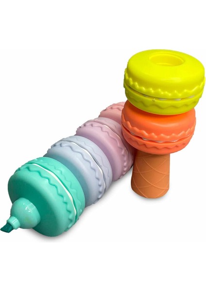 Makaron Dondurma Şeklinde Fosforlu Kalem 6 Renk 6lı Fosforlu Kalem Seti fiyatları