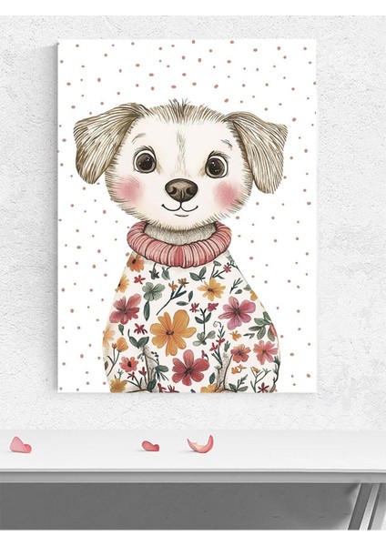 Çiçekli Yavru Kız Bebek Odası Poster, Afiş, Kreş Çocuk Odası Dekorasyon, Yenidoğan Hediye