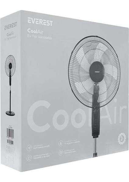 Everest FAN11 Cool Air 16'' 45 Watt 5 Pervaneli 3 Kademe 1200RPM Zaman Ayarlı Vantilatör Siyah fırsatları