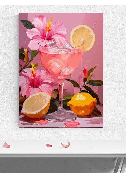 Pink Bloom, Pembe Çiçekli Kadeh, Izlenimci Sanat Mutfak Poster - Afiş - Dekoratif Duvar Poster