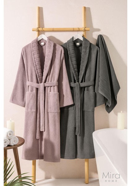 4 Parça Soft Elegance Banyo Aile Bornoz Seti %100 Pamuklu