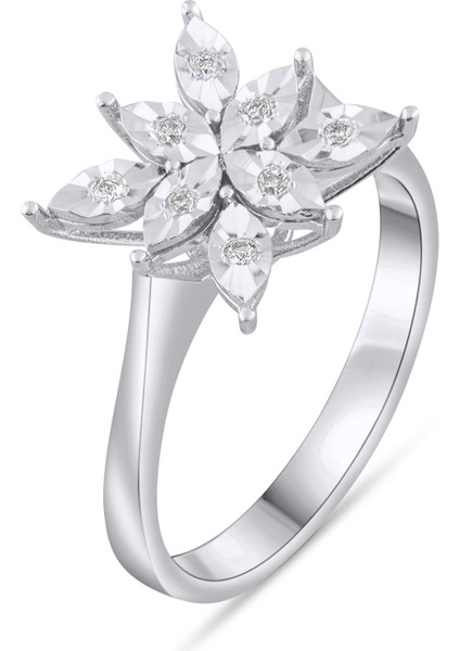 0.05 Karat Pırlanta Yüzük, Kartanesi Motifli, Gerçek Pırlanta, Mücevher Sertifikalı fırsatları