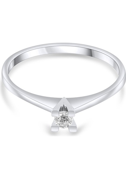 0.10 Karat Tektaş Pırlanta Yüzük, Gerçek Pırlanta, Mücevher Sertifikalı