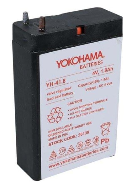 Yokohama Yh-41.8 4 Volt - 1.8 Amper Akü (50X76X22 Mm)