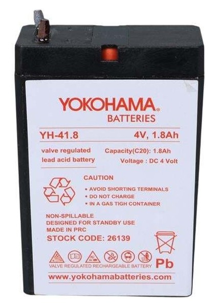 Yokohama Yh-41.8 4 Volt - 1.8 Amper Akü (50X76X22 Mm) modelleri