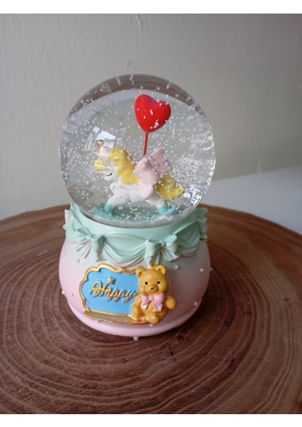 Unicorn Kar Küresi | Ledli Işıklı Kar Küresi | Çocuk Odası Süsü | Müzikli Kar Küre