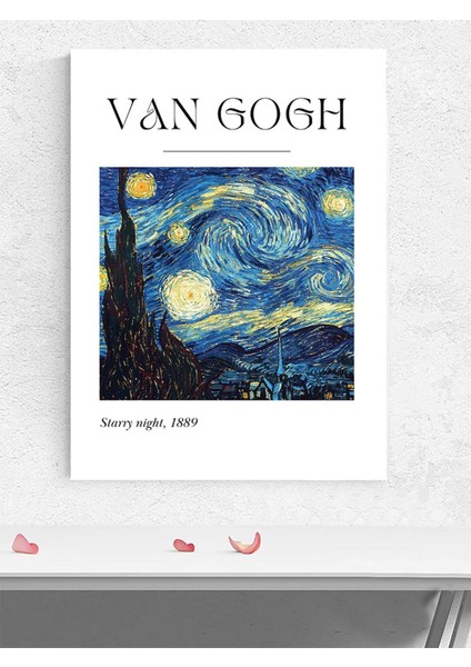 Van Gogh, The Starry Night, Yıldızlı Gece . Sanatsal Poster - Afiş - Dekoratif Duvar Poster