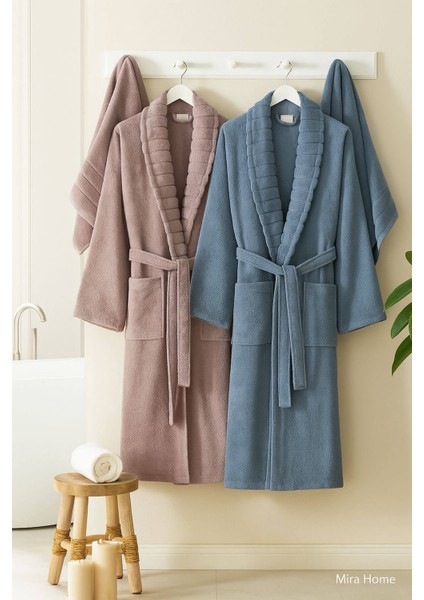 4 Parça Soft Elegance Banyo Aile Bornoz Seti %100 Pamuklu