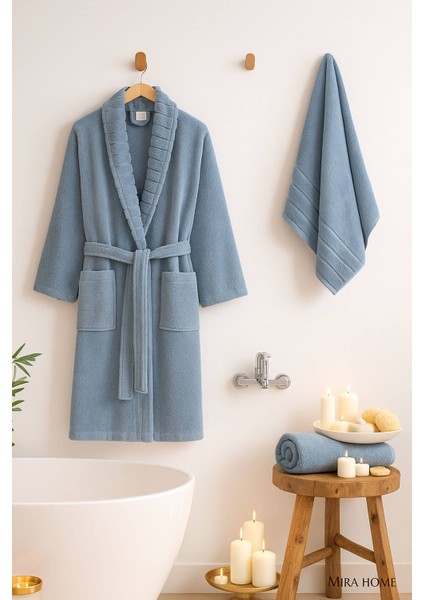 4 Parça Soft Elegance Banyo Aile Bornoz Seti %100 Pamuklu modelleri