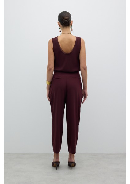 Tek Pileli Havuç Pantolon Bordo K2612050_008 fiyatları
