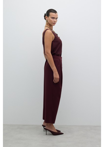 Tek Pileli Havuç Pantolon Bordo K2612050_008 modelleri