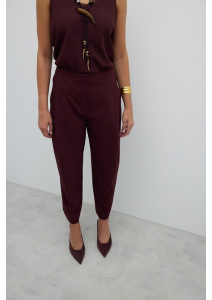 Tek Pileli Havuç Pantolon Bordo K2612050_008 fırsatları