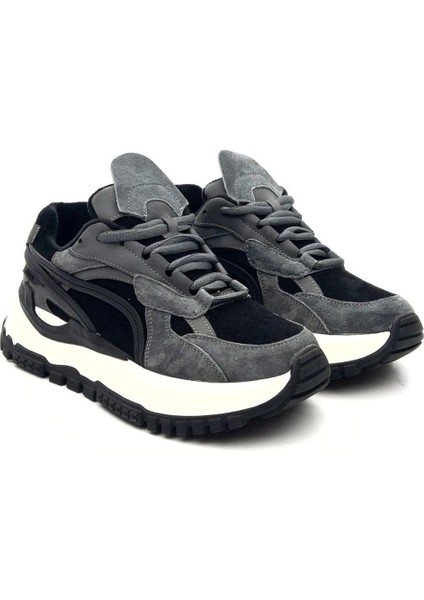 25K331-2 Kadın Süet Sneaker Spor Ayakkabı Siyah