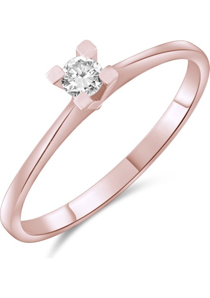 0.17 Karat Tektaş Pırlanta Yüzük, Gerçek Pırlanta, Mücevher Sertifikalı