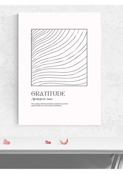 Gratitude, Şükür Tipografik Kelime Sanatı Minimal Sanat Sanatsal Poster - Afiş - Dekorasyon