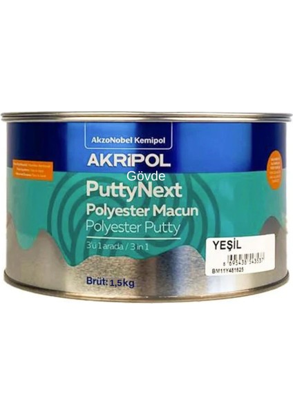 Puttynext Polyester Macun Yeşil 1,5kg