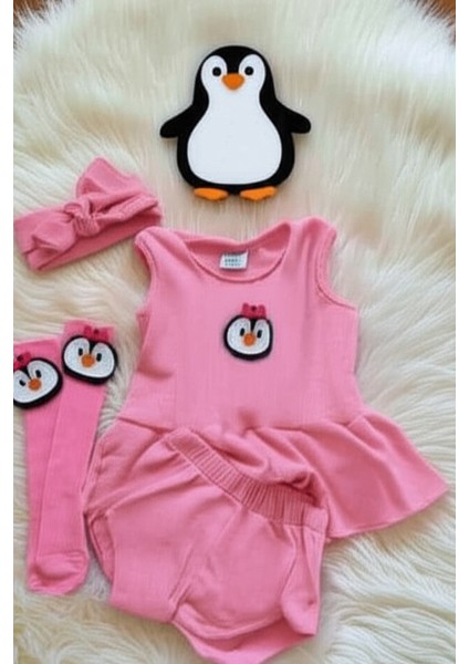 Pembe Ribana Bebek-Çocuk Şort Bluz Bandana Penguen Keçeli Çorap Set Hediyelik fiyatları