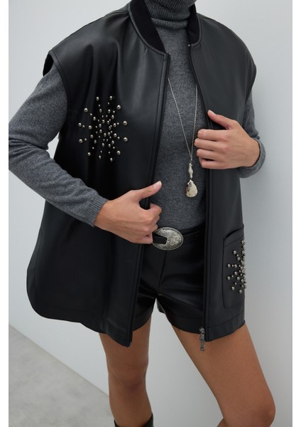 Önü Fermuarlı Trok Detaylı Yelek Siyah K2617003_001 modelleri