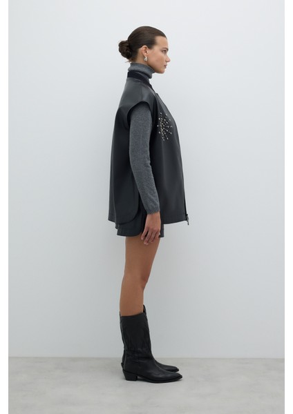 Önü Fermuarlı Trok Detaylı Yelek Siyah K2617003_001 fırsatları