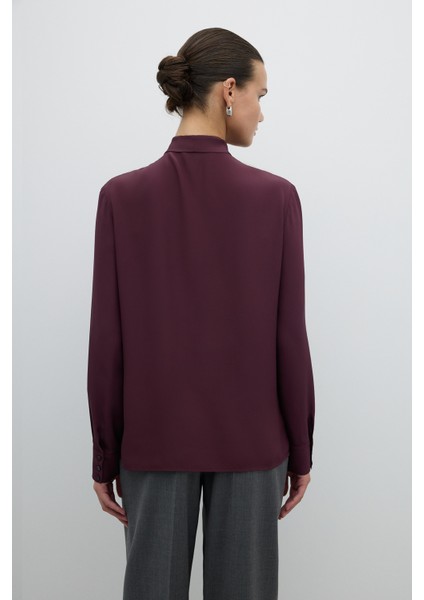 Çıkarılabilir Fular Detaylı Gömlek Bordo K2613503_008 fırsatları