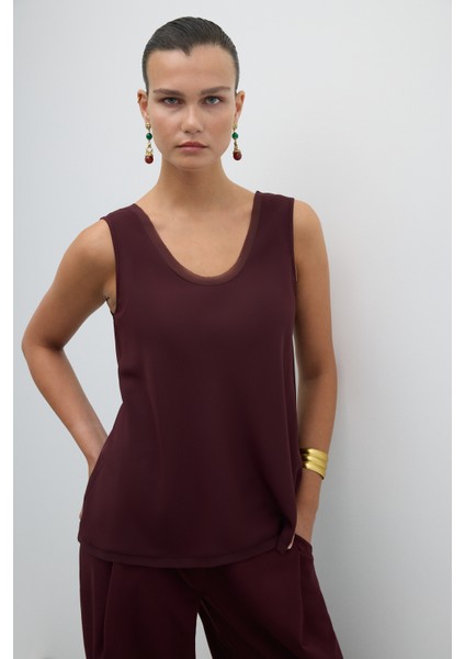 Şifon Biyeli Bluz Bordo K2613029_008