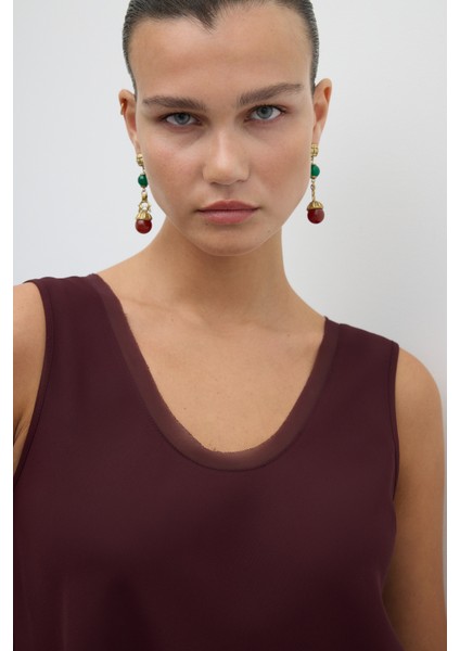 Şifon Biyeli Bluz Bordo K2613029_008 fırsatları