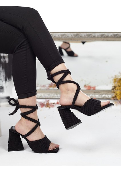 Günlük Kadın Havlu Sadalet Terlik Bilekten Bağcıklı Esnek Yumuşak Yüksek Topuklu Ayakkabı 132 modelleri