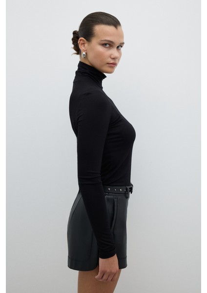 Balıkçı Yaka Uzun Kol Basic T-Shirt Siyah K2623801_001 modelleri