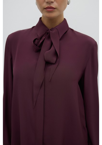 Yakası Fular Detaylı Gömlek Bordo K2613523_008 fırsatları