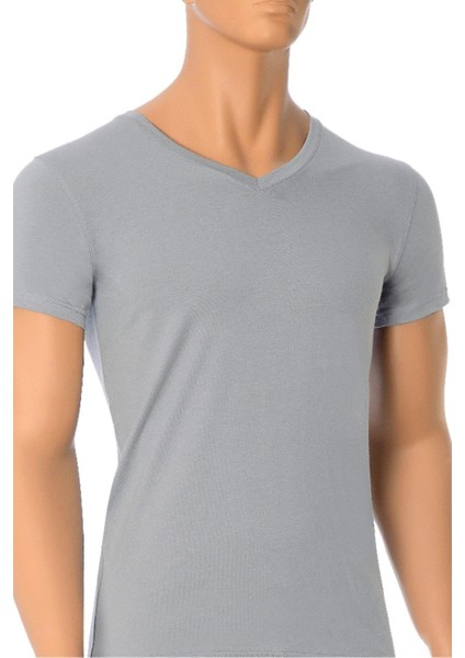 Erkek T-Shirt V Yaka Modal (%47 Modal - %47 Pamuk - %6 Elastan)