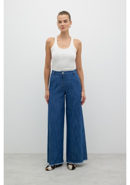 Geniş Paça Denim Pantolon Indigo Y2552006_043
